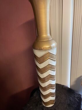 Gold and White Decorative Floor Vase - Home Accents